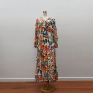 Silky Chiffon Floral Long Sleeve Dress
